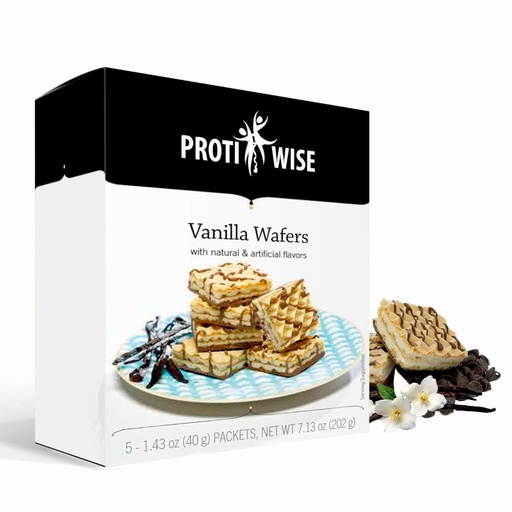 [BRSWIGAIAYAQAHTY] ProtiWise High Protein Wafers | Vanilla | 15g Protein Per Serving, Low Carb, Low Sugar, High Fiber Snack | Gluten-Free, Keto-Friendly Diet for Hunger Control & Weight Loss | 5/Box