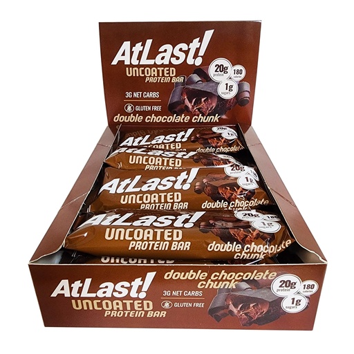 [BRSRABAKBMHG2E3Z] AtLast! Nutrition Double Chocolate Chunk Protein Bars – Low Carb, Keto-Friendly, High Protein, Gluten-Free, Low Sugar Snack – 20g Protein, Only 3g Net Carbs – Box of 12