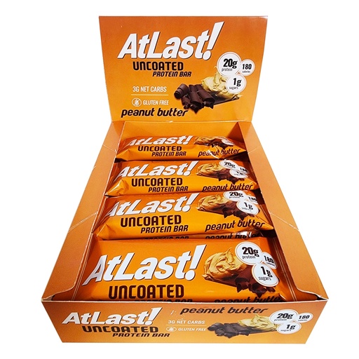 [BRSRABAKBNYGAG3V] AtLast! Peanut Butter Protein Bars – Low Carb, Keto-Friendly, High Protein, Gluten-Free, Low Sugar Snack – 20g Protein, Only 3g Net Carbs – Box of 12