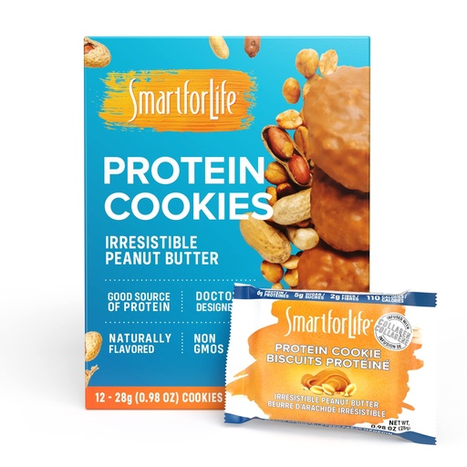 [BRSWGHAZCAHQO3TD] Smart for Life Peanut Butter Protein Cookies - Irresistible Winner High Protein Cookie Diet - 12 Count - Meal Replacement - On-the-Go Snack - Low Calorie Super High Fiber Cookies - Protein Snack