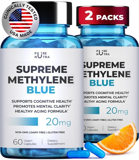[BRSREZIBB4GQ4235] Ultimate Methylene Blue Pharmaceutical Grade 20mg (USP) Methylene Blue Capsules for Humans | Memory Supplement and Brain Booster Supplement | Focus Fuel and Memory Vitamins Energy Pills | 120 Servings