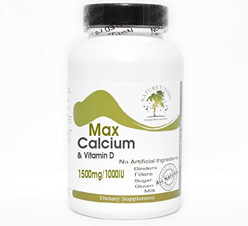 [BRSWKEYPAQARSCD6] Max Calcium 1500mg & Vitamin D 1000IU ~ 200 Capsules - No Additives ~ Naturetition Supplements