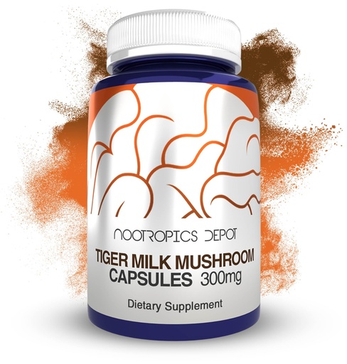 [BRSROZLQAF6B6YLL] Nootropics Depot Tiger Milk Mushroom Capsules | 300mg | 60 Count | Lignosus rhinocerus Sclerotium | Cognition, Histamine, & Respiratory Support