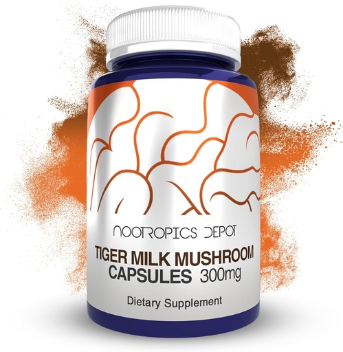 [BRSROZLQAF6B6YLL] Nootropics Depot Tiger Milk Mushroom Capsules | 300mg | 60 Count | Lignosus rhinocerus Sclerotium | Cognition, Histamine, & Respiratory Support