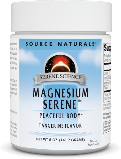 [BRSWIYAPOZ5RSEL2] Source Naturals Serene Science Magnesium Serene, Peaceful Body*, Tangerine Flavored - 5 Ounce Powder