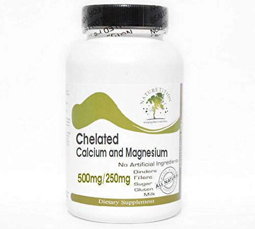[BRSWKE32BIHQYG3C] Chelated Calcium 500mg and Magnesium 250mg ~ 200 Capsules - No Additives ~ Naturetition Supplements