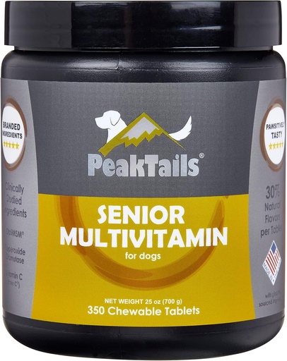 [BRSRMAD4DN4AMC32] Senior Multivitamin for Dogs – 350 Chewable Tablets with MSM, Superoxide Dismutase