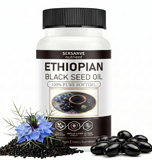 [BRSRGAYRA4MWE3QU] Ethiopian Black Seed Oil Capsules with 4.64% Thymoquinone | Purely Cold Pressed Black Cumin Seed Oil for Immune Support, Digestion & Energy Support | Non-GMO, Gluten-Free, 60 Softgels