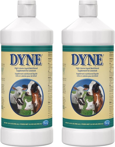 [BRSWYAQEAQBGODLD] Petag Dyne High Calorie Liquid Nutritional Supplement for Livestock - 32 oz - Zawiera dodawane witaminy - Excellent for Underweight, Stressed, or Recovering Animals