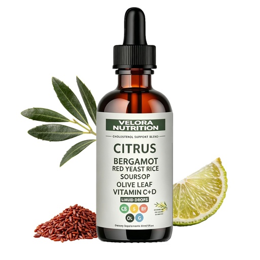 [BRSRGBIYDF7BYCTL] Velora Red Yeast Rice Cholesterol Cleanse, Velora Nutrition Citrus Bergamot Red Yeast Rice, Drops with Soursop, Olive Leaf, Vitamin C+d, Natural, Non-GMO, Vegan 2 Fl Oz (1Pc)