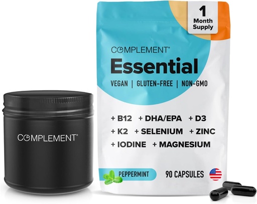 [BRSROCYDBYOWEGY6] Emakume eta Gizonentzako Vegan Multivitamin osagarria Omega 3 DHA+EPA, B12 bitamina, D3 K2, Zinka, Selenium, Magnesium, Iodine Supplement-Immune Support-90 kondea, Jar Jar