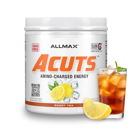 [BRSWYYYLPIIRYCTH] ALLMAX ACUTS Amino Energy Powder with Amino Acids Supplement, Sweet Tea, 30 Servings, Caffeine, Green Coffee Extract, 2000 mg Taurine, L-Carnitine, Sugar Free, Gluten & Dye Free, Amino Acid Drink
