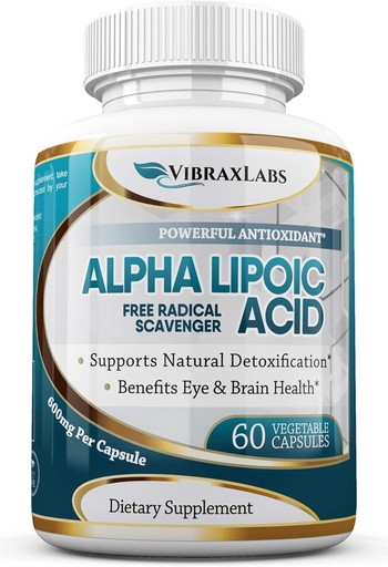 [BRSWG2Q2DIIGO33P] Alfa Lipoic Acid 600mg Capsules - Suplemento ALA de fuerza extra - Mejores cápsulas vegetarianas puras para el dolor de nervios, la piel, la cara, el ojo y el cerebro Boost - Ayuda a mantener la desintoxicación natural, no GMO