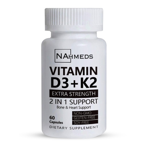 [BRSREYYEAUFWEYL6] Vitamin D3 + K2 Extra Strength – 60 Capsules | High-Potency 2-in-1 Bone & Heart Health Support | Non-GMO, Gluten-Free, Essential D3 K2 Supplement