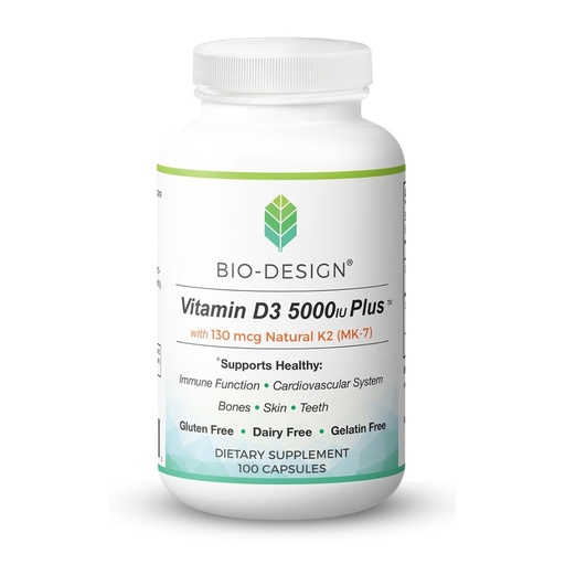 [BRSWGEAZAABQ4DTB] Vitamin D3 5000i Plus 130 mcg Natural K2 (MK-7) - Immune Regulation & Support Supplement - Supports Healthy Immune Function, Bone & Teeth Mineralization, & Heart Health -100 Capsules