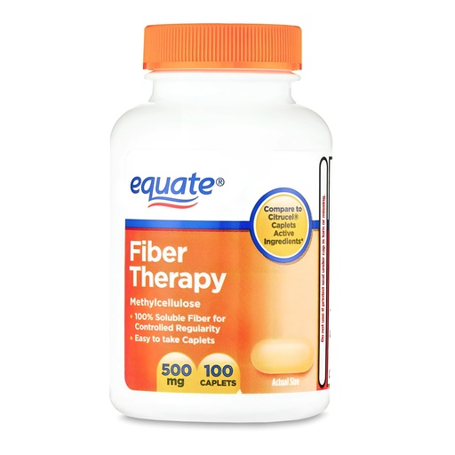 [BRSRGZA7OUAQEYDP] KP+ Equate Fiber Therapy Caplets with Methylcellulose 500 mg | 100 Caplets | Soluble Methylcellulose for Digestive Regularity | Gentle, Non-Stimulant Laxative | Pack of 1