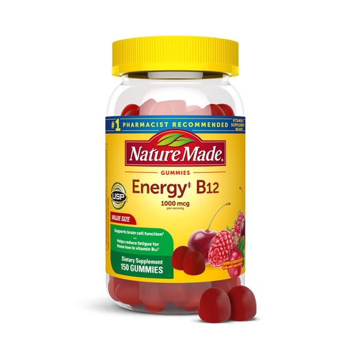 [BRSWICAYOAAGCC34] Nature Made Vitamin B12 Gummies 1000 mcg per serving, Dietary Supplement for Energy Metabolism Support, B12 Vitamins, 150 Gummy Vitamins, 75 Day Supply