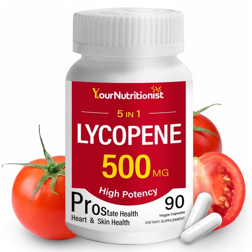 [BRSRGZINPMFBO335] Lycopene 500MG & Prostate Supplement for Men 5-in-1 | Supports Heart & Skin Health， with Saw Palmetto Berry Extract, Pumpkin Seed Oil, Zinc & Selenium | Vegan, Non-GMO, 90 Capsules