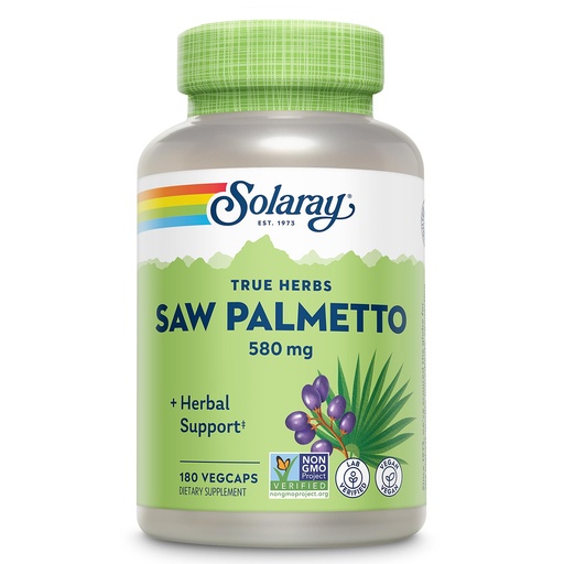 [BRSWIYTYO4GBCDL6] SOLARAY Saw Palmetto Berries 580mg - Men's Wellness Supplements - Saw Palmetto for Men as They Age - 3 VegCaps Daily - Non GMO, Vegan, Gluten Free, Lab Verified, 60-Day Guarantee - 180 Servings