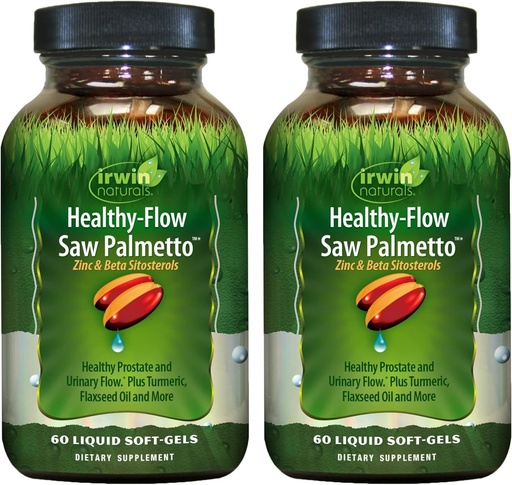 [BRSRMYL5AF6BUDT3] Irwin Naturals Healthy-Flow Saw Palmetto – 60 Liquid Soft-Gels – Prostate & Urinary Flow Support - 2 Pack