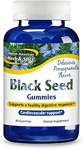 [BRSRMAL6OR5RYGY7] NORTH AMERICAN HERB & SPICE Black Seed Gummies, Pomegranate Flavor - 60 Gummies - Cardiovascular & Digestive Support - Non-GMO - 30 Servings