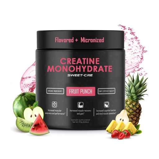 [BRSROGI6BANWGYLA] Creatine Monohydrate – 5g Creatine Monohydrate Powder – Advanced Creatine for Women and Men – Bulk Supplements Creatine with Organic Ingredients – Delicious Fruit Punch Flavor – 10oz