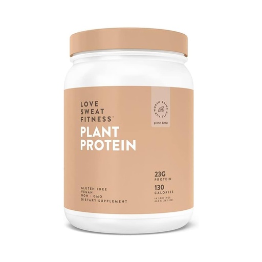 [BRSW2CQ5O4PAO2D6] Love Sweat Fitness Organic Vegan Protein Powder for Women | 23g Plant Protein | No Bloat, No Chalk | Peanut Butter | Gluten Free, Non-GMO | 14 Servings