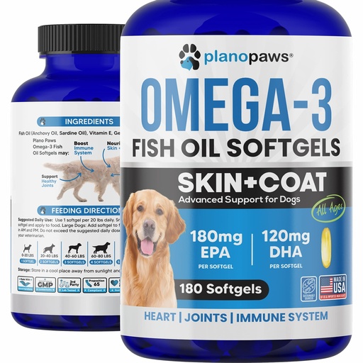 [BRSRMGL3PMNQIHTJ] Omega 3 Fish Oil for Dogs Capsules - Salmon Oil for Dogs - Dog Fish Oil Supplement May Help Shedding, Allergy, Itching - Support Dry Skin, Joints - Dog Skin and Coat Supplement - 180 Fish Oil Pills
