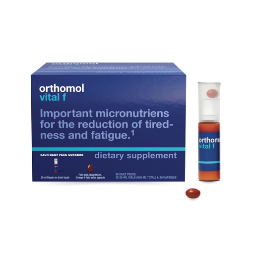[BRSWYHTQCEJQ2C32] Orthomol Vital F – Daily Multivitamin for Women, Vitamins A, B, C, D, E, K, Folic Acid, Magnesium & Omega-3, Supports Energy, Vitality, & Immune Health, 30-Day Supply, Liquid + Capsule Supplement