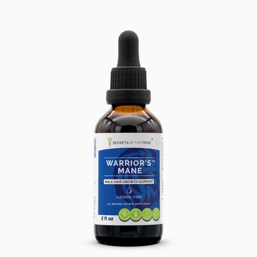 [BRSWGZIBOUHQKFLZ] Secrets of the Tribe Warrior's Mane Alcohol-Free, Glycerite Brahmi, Red Sage, Saw Palmetto, Fo-Ti Root, Gotu Kola, Ginkgo. Tincture Herbal Extract Hair Growth Support 2 OZ