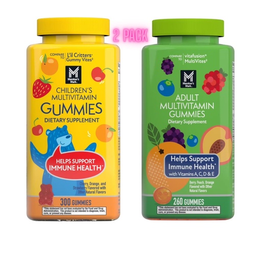 [BRSRGHD4BYFGMHT5] HomeRoots Member_Mark Children's Multivitamin Gummies | Assorted Fruit Flavors, 300 ct. | Children’s Daily Multivitamin Supplement | Natural Fruit Flavors | by R&C Store