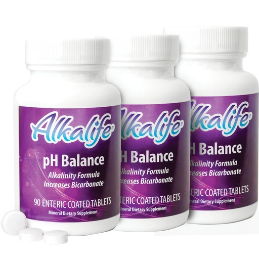 [BRSRA2YBCN7RGDT2] Alkalife pH Balance Tablets, 3 Pack, Alkaline Mineral Support Without the Bottles, Enteric-Coated for Maximum Absorption, Potassium & Sodium Bicarbonate, Immune Support, 90 Tablets (1 Month Supply)