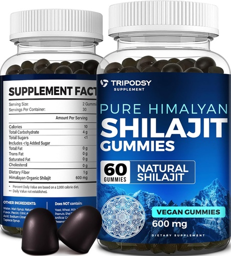 [BRSROALQOIBRAAY7] Puhdas Himalajan Organic Shilajit Gummies - Potent Shilajit Hartsi täydentää miehille ja naisille - 100% Natural with 90+ Trace Minerals - Boost Energy, elinvoima, ja immuuni tuki - 60 Gummies