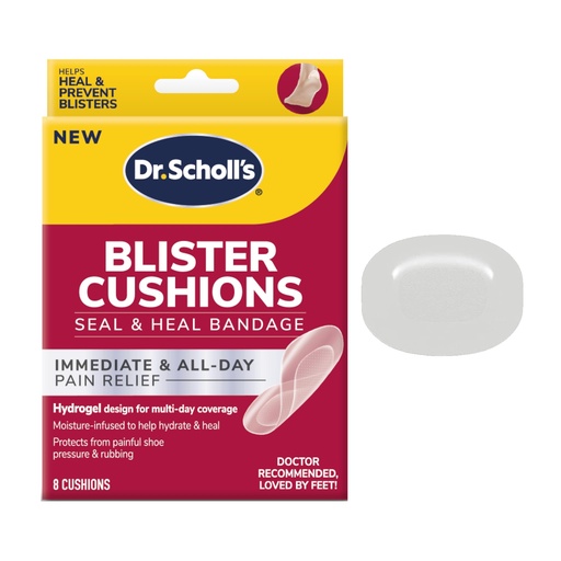 [BRSRMCYLOV5AGHTF] Dr. Scholl's Blister Cushions Seal & Heal Bandage with Hydrogel Technology, 8 ct // Immediate & All-Day Pain Relief, Thin, Flexible & Nearly Invisible, Moisture-Infused