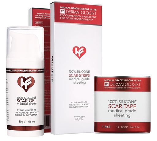 [BRSRABALAQFWAGQ3] HealFast Scar Suite Bundle – Physician-Formulated Silicone Scar Gel + Medical-Grade Scar Sheets + Scar Tape – Advanced Scar Treatment for Surgery, Burns, and Injuries – Professional-Grade Results
