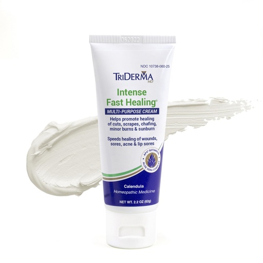 [BRSWKFAQA54WIELM] TriDerma Intense Fast Skin Healing Cream for Hard-to-Heal Skin Irritations, Sores, Rashes, Dry, Cracked Hands, Cuts, Chafing, Burns, Scrapes - First Aid Kit Essential - FSA Eligible - 2.2 oz Tube