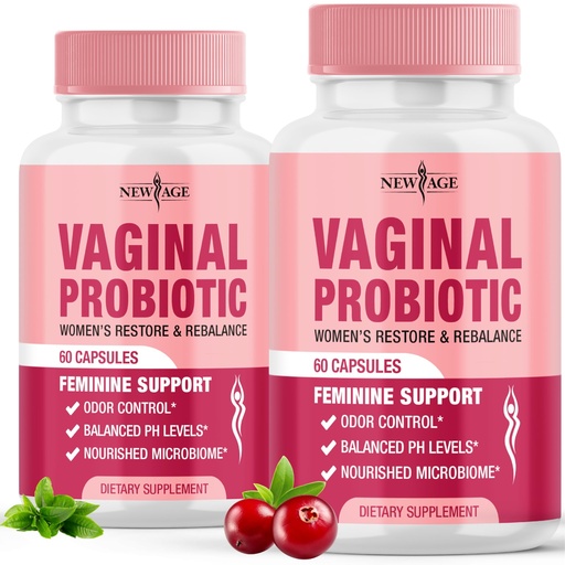 [BRSRAZTROR6QG2Q6] NEW AGE Vaginal Probiotics for Women with Prebiotics, Cranberry Extract, and a Lactobacillus Probiotic Blend, Supports Healthy pH Balance, Odor Control, Vaginal Flora - 120 Capsules