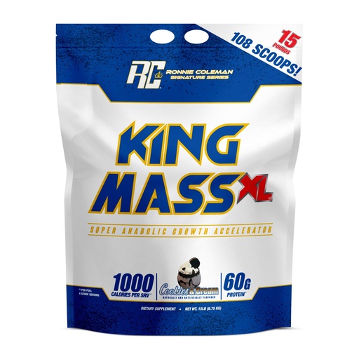 [BRSWGGILPJ4A4HY2] Ronnie Coleman Signature Series King Mass XL Mass Gainer Protein Powder, Muscle Gainer, 60g Protein, 180g Carbohydrates, 1,000+ Calories, Creatine and Glutamine, Cookies N' Cream, 15 Pound