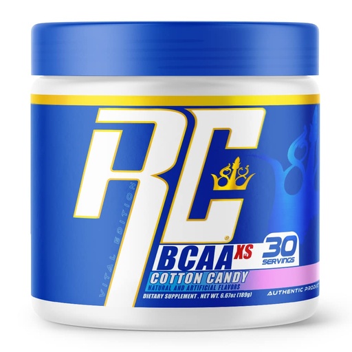 [BRSWGZQKOUNRG3D2] Ronnie Coleman Signature Series BCAA XS Powder with Essential Amino Acids, Post Workout Muscle Recovery, Sugar Free Hydration Drink Mix, Supplement for Women and Men, Cotton Candy Flavor, 30 Servings