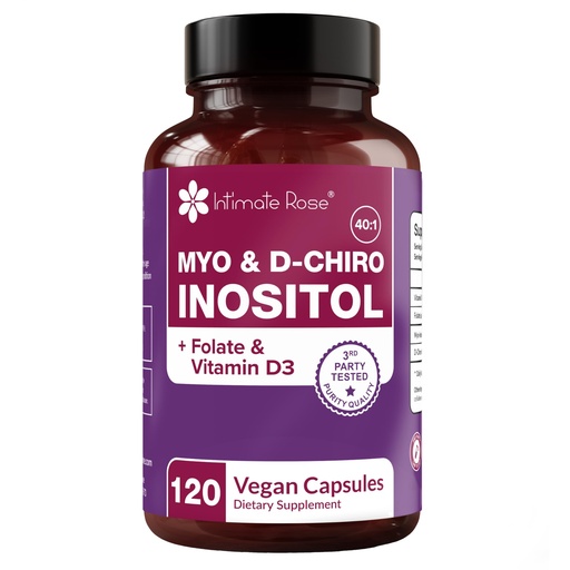 [BRSROCQYCF6QAELK] Intimate Rose Myo-Inositol & D-Chiro Inositol Supplement with Folate and Vitamin D - Support Hormonal Balance, Regular Cycles and Ovarian Health - 30-Day Supply - 40:1 Ratio Capsules