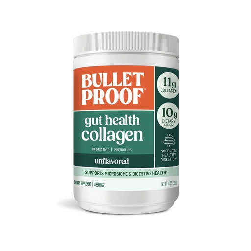 [BRSW2Y3YAEFA223X] Bulletproof Unflavored Gut Health Collagen Protein, 14 Ounces, 10g Grass-Fed Collagen Peptides for Gut, Skin, Bone and Joint Support
