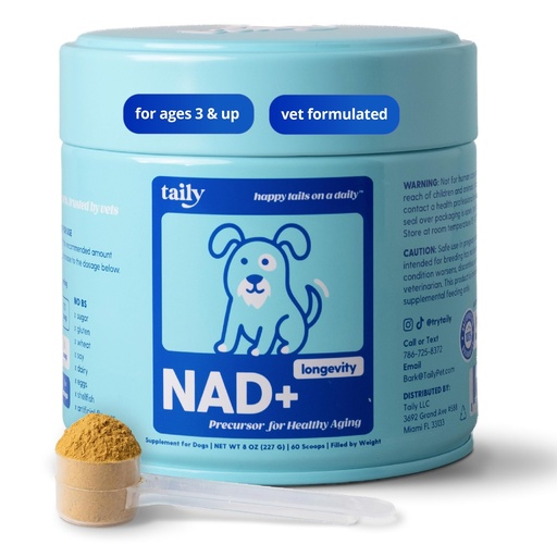 [BRSRGCYPCQPQYCIY] Taily NAD for Dogs – Daily Longevity Supplement – Supports Cellular Energy, Healthy Aging, Brain & Heart Function – Nicotinamide Riboside Precursor for Dogs – NAD+, Vet-Formulated, Made in USA