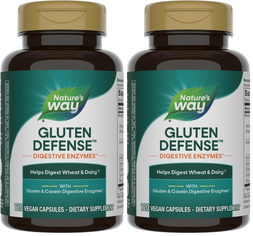 [BRSRGGQNBUPQYE3X] Nature's Way Gluten Defense Digestive Enzymes*, Helps Digest Wheat & Dairy(1), Gluten & Casein Digestive Enzymes*, 120 Vegan Capsules (Packaging May Vary) (Pack of 2)