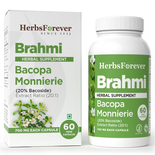 [BRSWIYIZOMPQA2QZ] Herbsforever Brahmi(Bacopa)-Extra Strength(20:1) Extract, Equiv. to 5450 mg Leaf Powder Per Serving- Memory Booster, Support Brain Health,Focus & Cognitive Function|Memory Tonic|60 Veg Capsules|800mg
