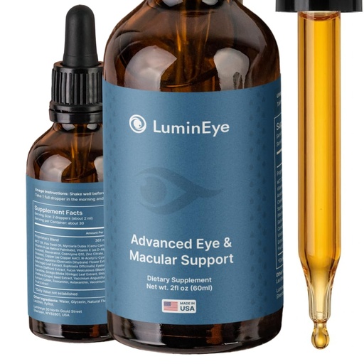 [BRSRGAIBO54GK2D6] LuminEye Liquid Eye Vitamins – Sublingual Eye Health & Vision Support Drops – Lutein, Zeaxanthin, Astaxanthin, Bilberry & Omega-3 – Blue Light Support – 18 Eye Nutrients