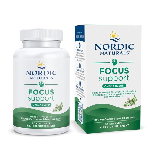 [BRSWGED5CIMR63D3] Nordic Naturals Omega Focus, Lemon - 60 Soft Gels - 1280 mg Omega-3 + Citicoline & Bacopa Monnieri Extract - Focus, Attention, Memory, Brain Health - Non-GMO - 30 Servings