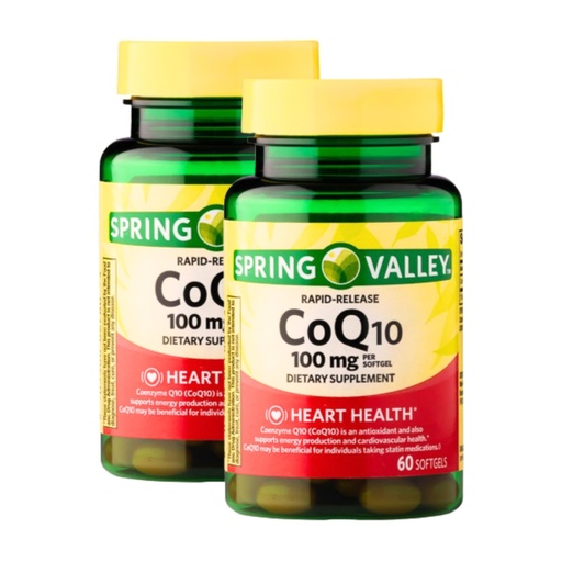 [BRSROFAECAHRQHT4] CoQ10 100mg – 60 Rapid Release Softgels, Coenzyme Q10 Supplement, Co Q10 100mg Capsules, Antioxidant for Energy and Cardiovascular Health (Pack of 2)
