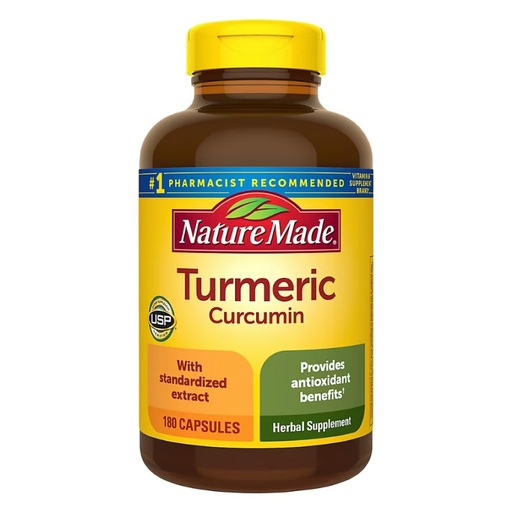 [BRSRAAAODIMBOD3K] Nature Made Turmeric Curcumin with Standardized Extract, Herbal Supplement Provides Antioxidant Benefits, 180 Capsules