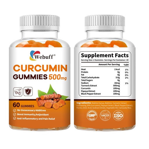[BRSRG2Y3OUHGYCDA] Turmeric Curcumin Gummies with Black Pepper & Ginger Turmeric and Ginger Supplement (500 mg) for Immune Support Healthy Skin and Mobility Tropical Flavor | 60 Count (60 Count (Pack of 2))