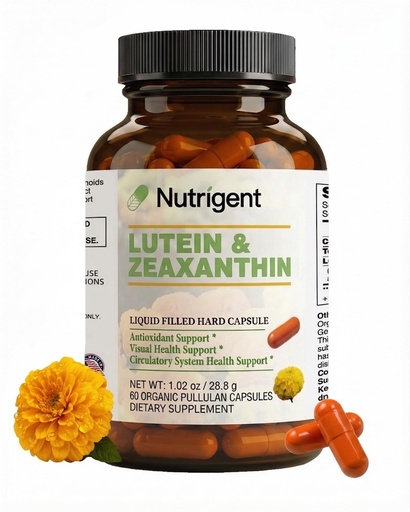 [BRSRA2QCOUBA23DF] Lutein 20 mg with Zeaxanthin, Liquid Filled Organic Capsules, Eye Health Supplements, Support Vision Health, Gluten Free, Soy Free (60ct)